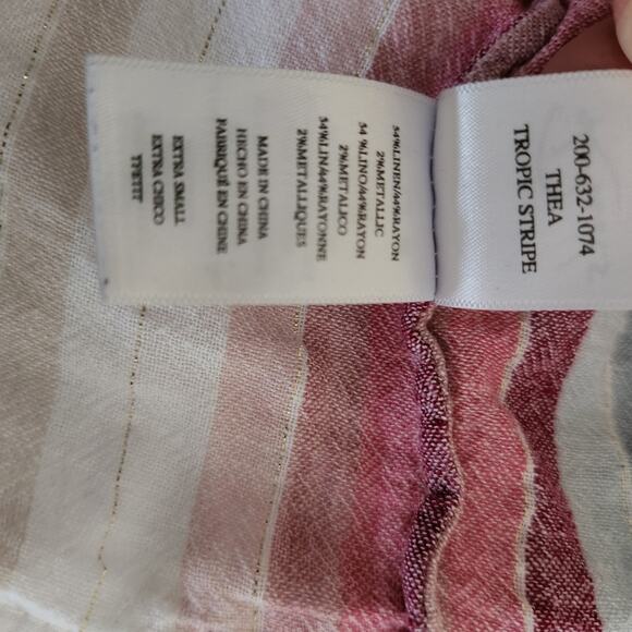 Rails Thea Tropical Stripe Button Down Tie Front Top Pink and White Extra Small - Picture 10 of 11